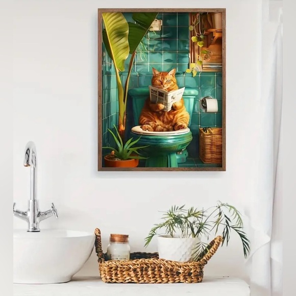 Canvas print of cat in bathroom art decor - Picture 3 of 4